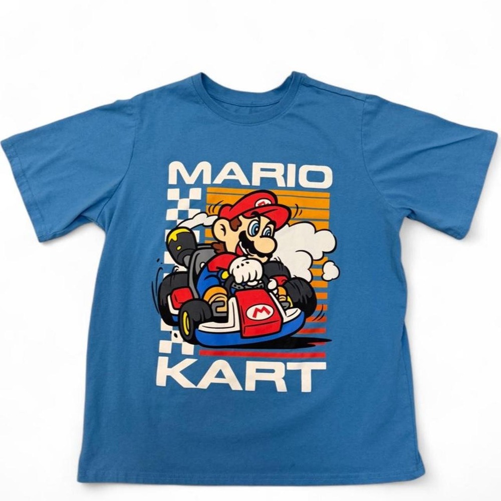 Nintendo Mario Kart Graphic Tee Blue Short Sleeve T-Shirt Youth XL 18/20 Racing